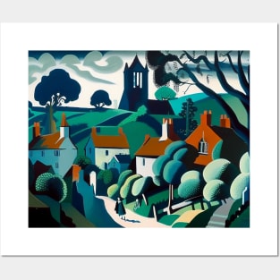 English Country Village Landscape Posters and Art